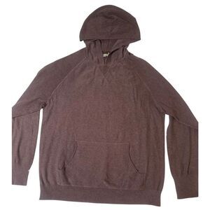 Men crew neck long sleeve hooded pullover brown sweater M